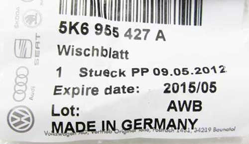 2010-2013 Genuine Volkswagen Golf GTI Rabbit R32 Rear Wiper Blade